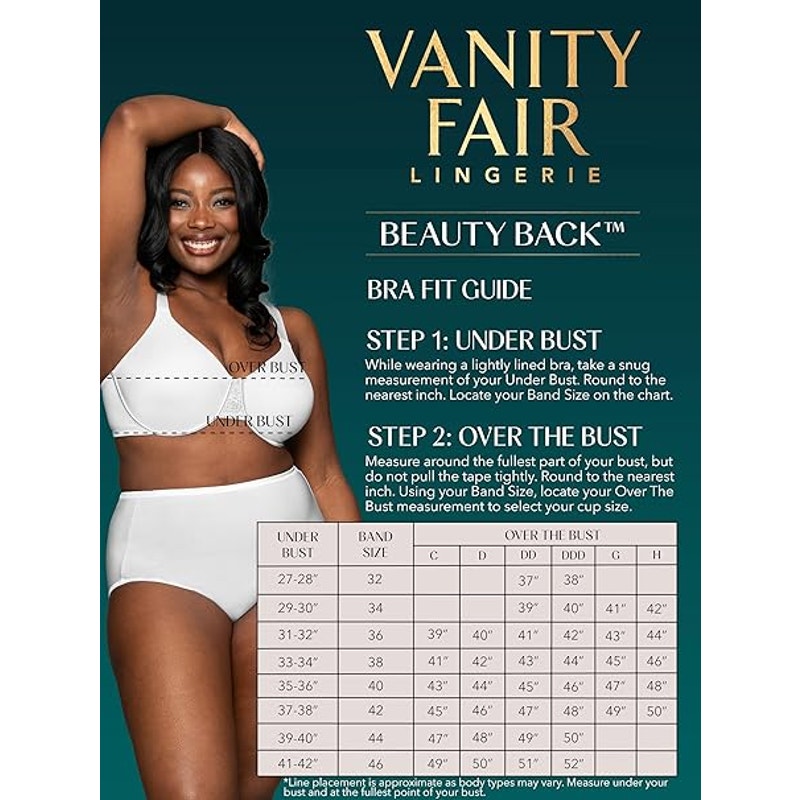 New Vanity Fair Womens 40D Tan Beauty Back Smoothing Minimizer Underwire Bra