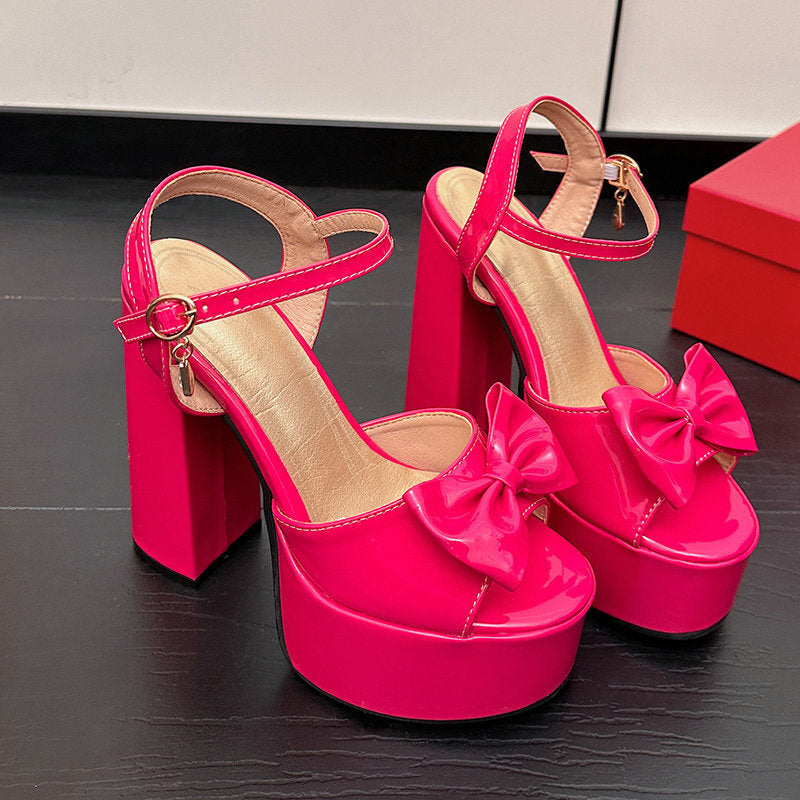 Women's Chunky Heel Peep-Toe Platform Sandals - Buckle Closure Casual Heels