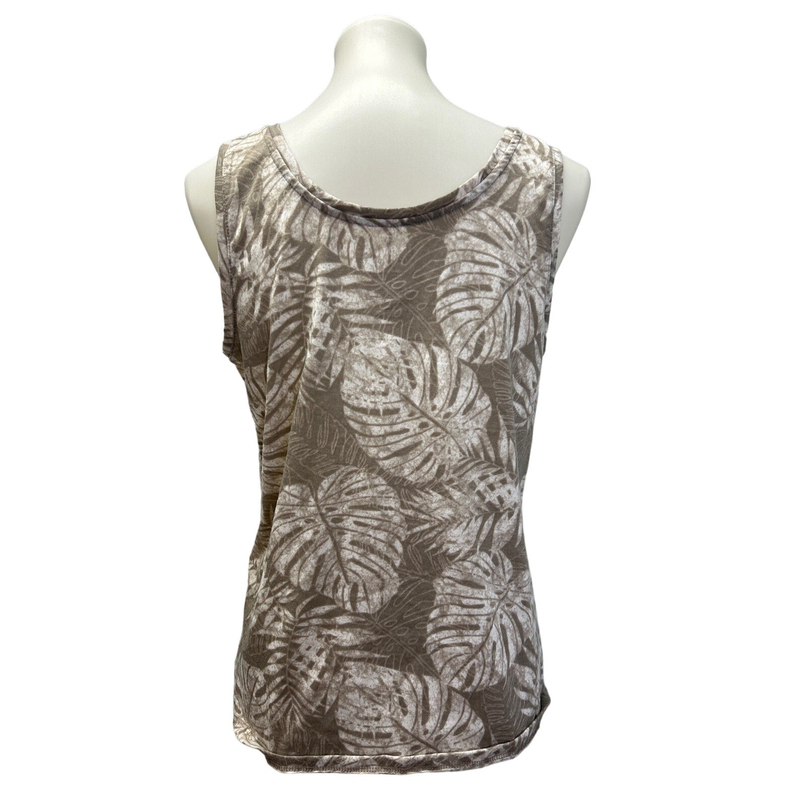 Attention Time & Tru Womens Medium Large Sleeveless Brown Floral Tank Tops