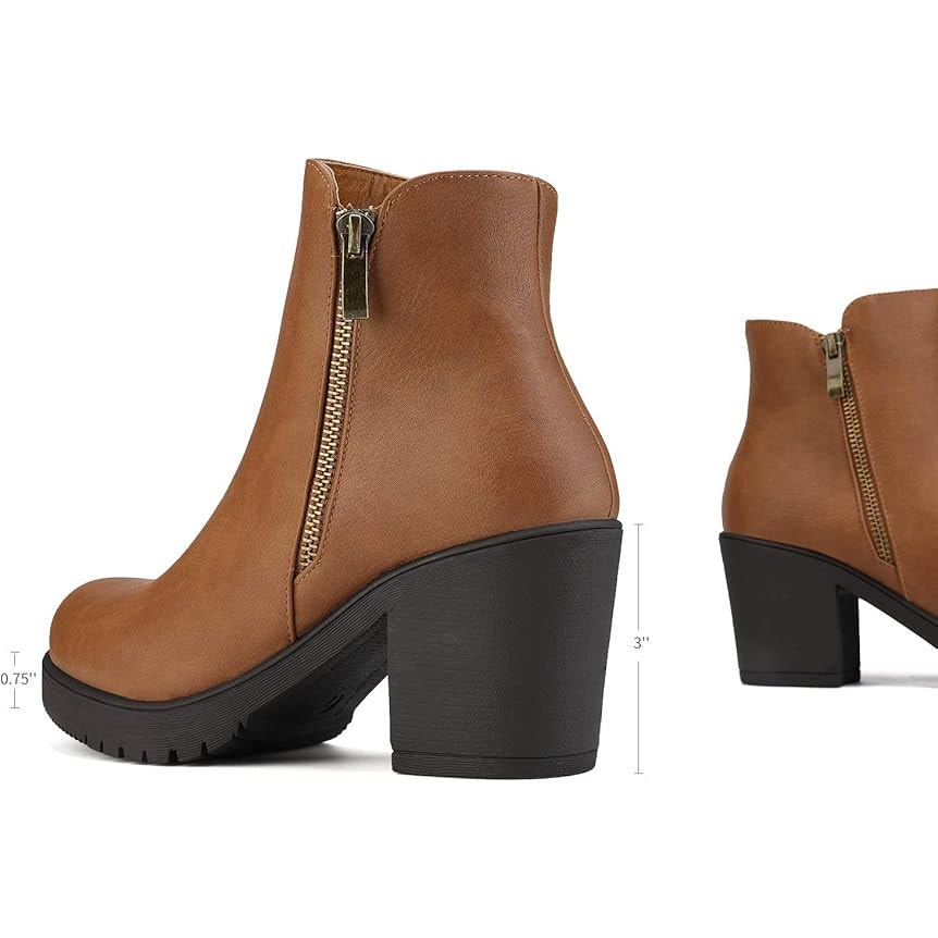 Dream Pairs Womens Size 8 Brown 3" Block Heel Zoey Platform Ankle Boots Booties