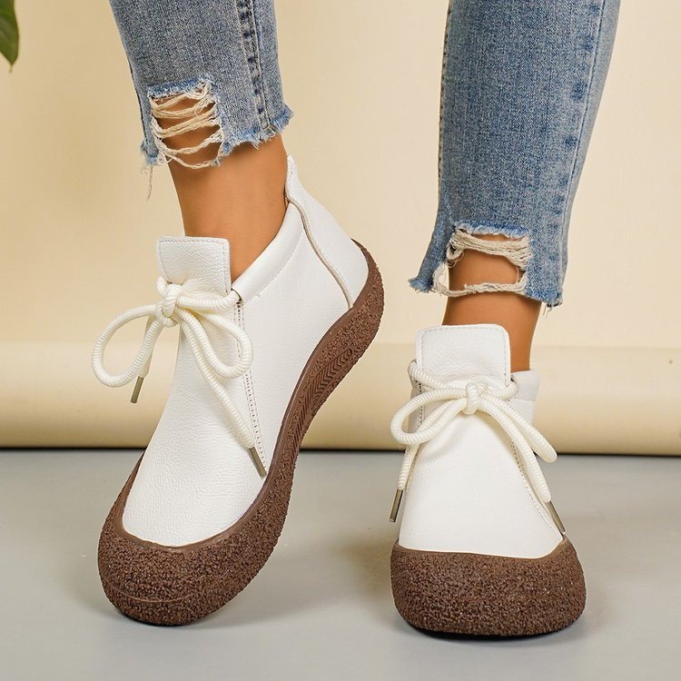 Women's Retro Lace-Up Soft Leather Casual Shoes - Plus Size Available