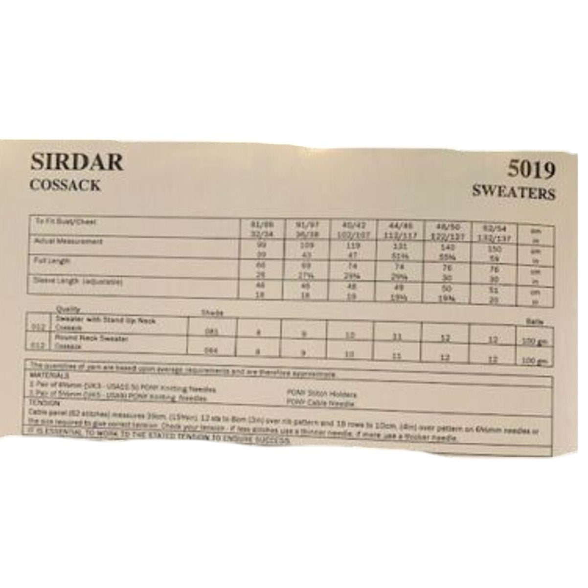 New Sirdar 5019 Cossack Sweater His Her Knitting Pattern w Larger Sizes