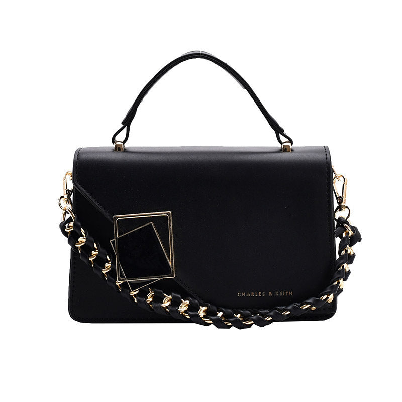 Women's Chain Shoulder Crossbody Bag - Small Square PU Leather Handbag