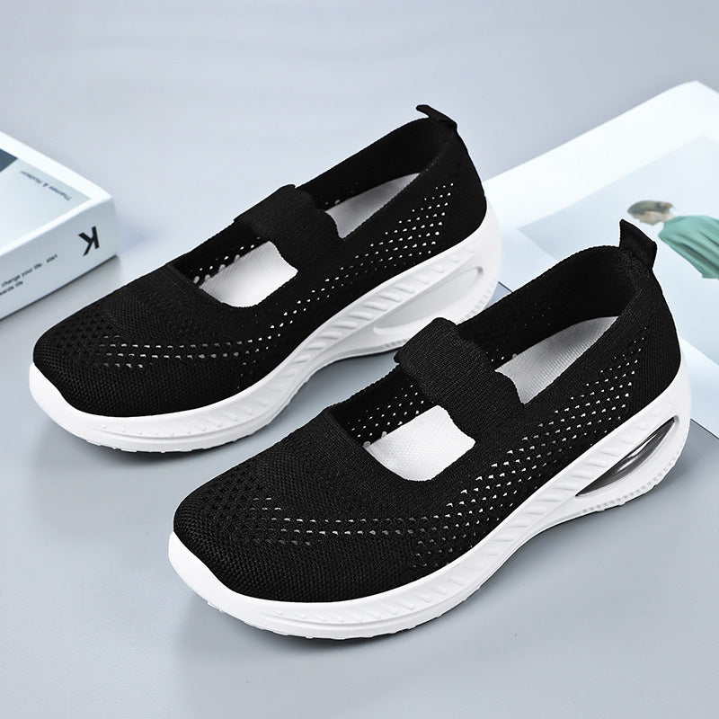 Women's Breathable Mesh Casual Sneakers - Lightweight Slip-On Flat Shoes