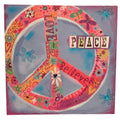 16" by 16" Large Butterfly Peace Sign Love Flowers Glitter Canvas Wall Art