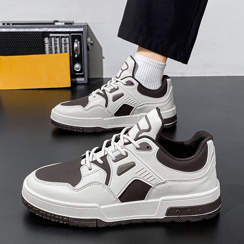 Men's Chunky Low-Top Sneakers - Casual Skate Shoes with Thick Rubber Sole