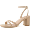 Shoe'N Tale Womens Size 6 Golden Tan Strappy 3" Heel Open Toe Ankle Strap Shoes