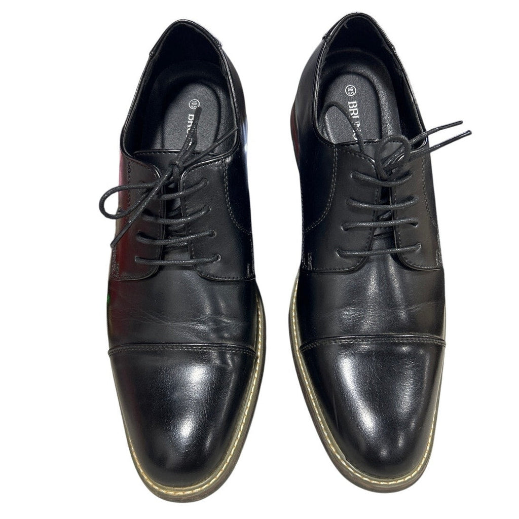 Bruno Marc Mens Size 10.5 Black Faux Leather Lace Up Prince Classic Oxford Shoes