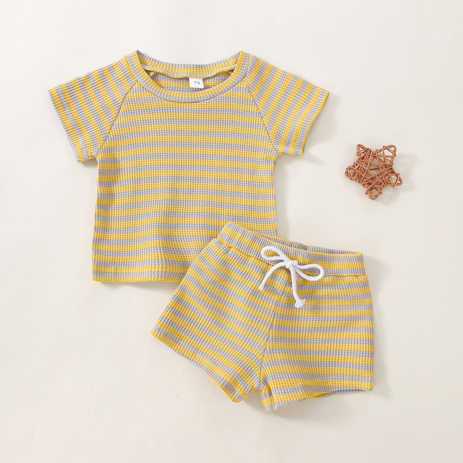 Children's Waffle Stripe Short Sleeve