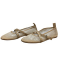 Vimisaoi Womens 8.5 Beige Mesh Ballet Flats Round Closed Toe Buckle Strap Shoes