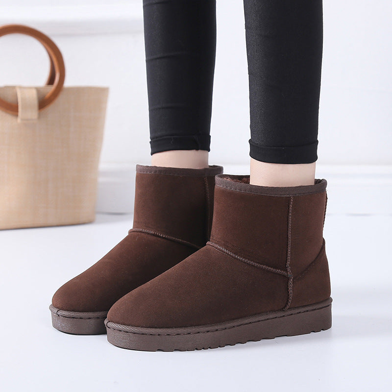 Women's Faux Fur Snow Boots | Suede Flat Heel Winter Ankle Boots