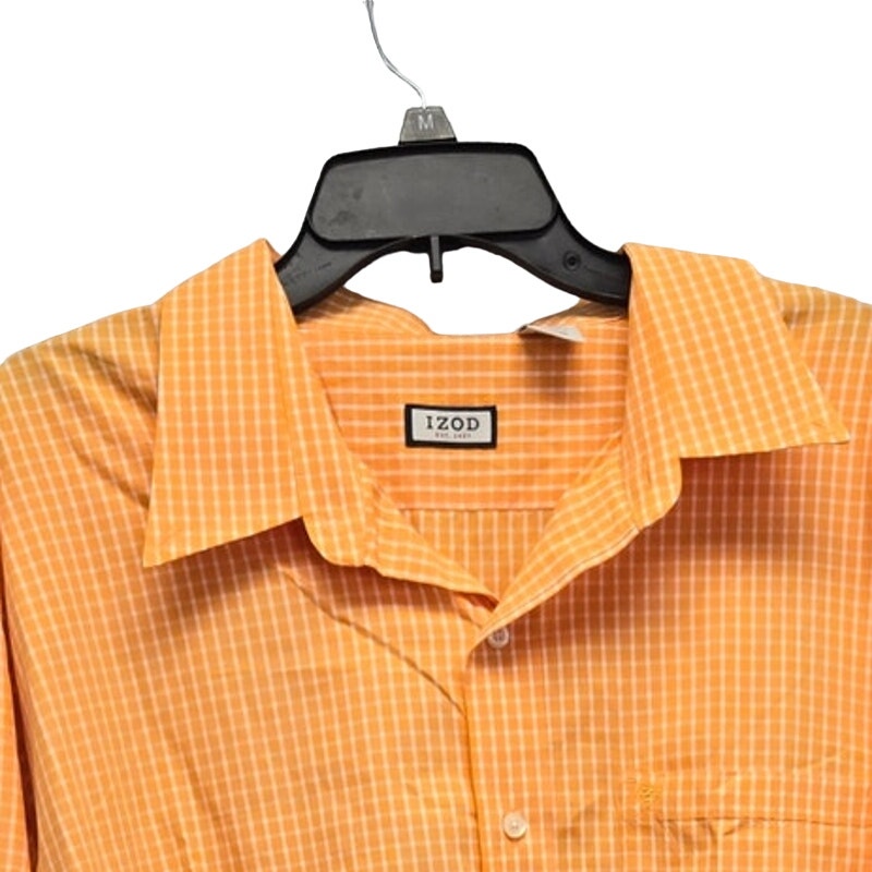 IZOD Mens 2XL 100% Cotton Plaid Long Sleeve Button Down Shirt w Front Pocket
