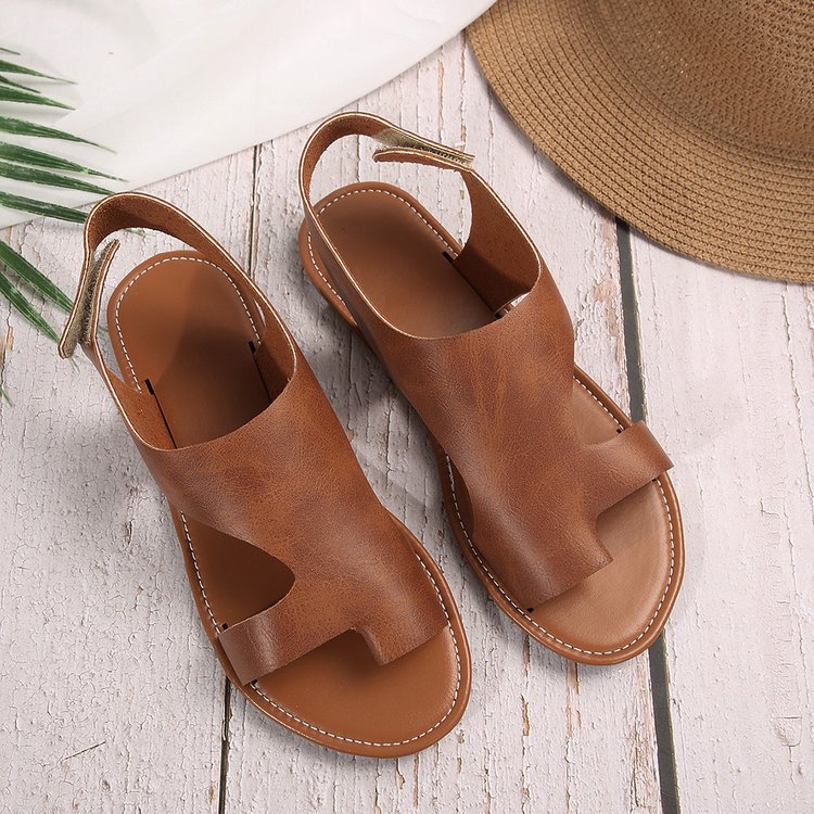 Plus-size Velcro Flat Sandals | Unisex Summer Flip-flops | PU Upper | Rubber Sole