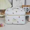 Large Capacity Cherry Print Makeup Storage Bag - Portable Cosmetic Organizer