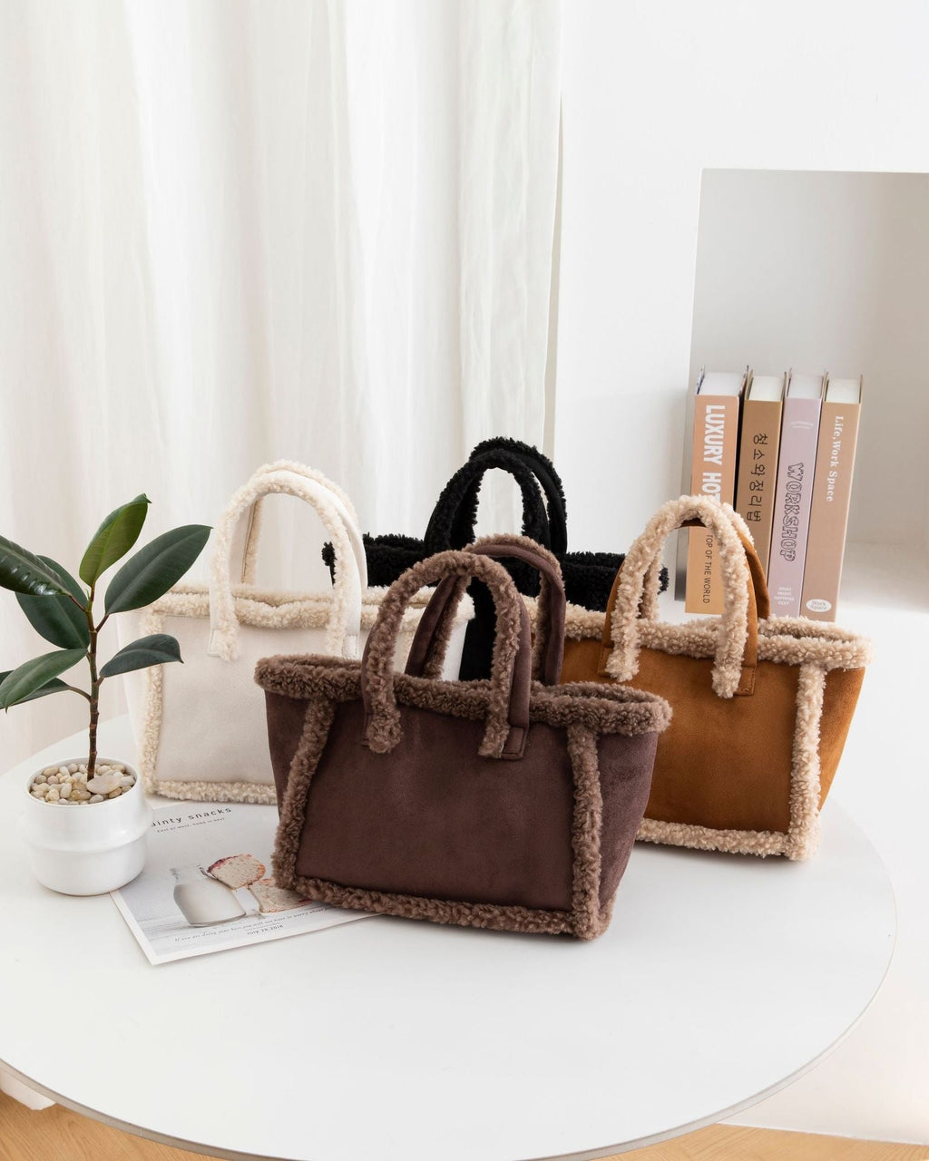 Plush Crossbody Tote Bag