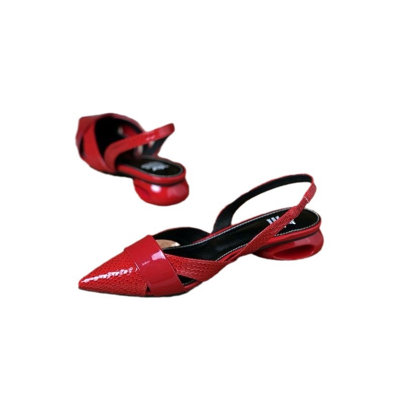 Women's Patent Leather Cutout High-Heel Sandals - Pointed Toe Slip-On Heels
