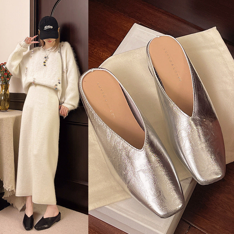 Women's Retro Low-Cut Soft-Sole Casual Flat Shoes | PU Leather Round Toe Work Shoes