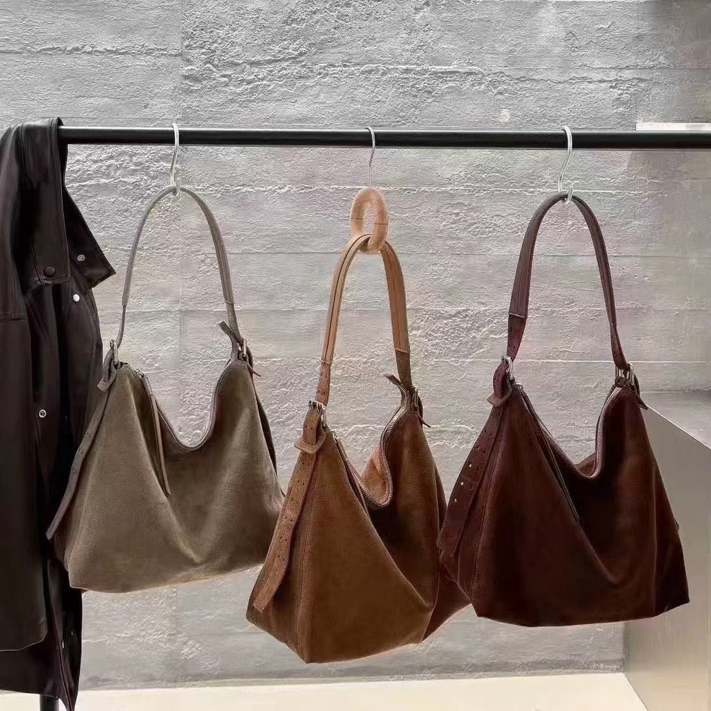 Women's High-Capacity Genuine Leather Shoulder Bag – Pillow-Shaped Commuter Bag