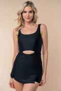 White Birch Sleeveless Swim Dress - Full Size Tie Back Performance Knit