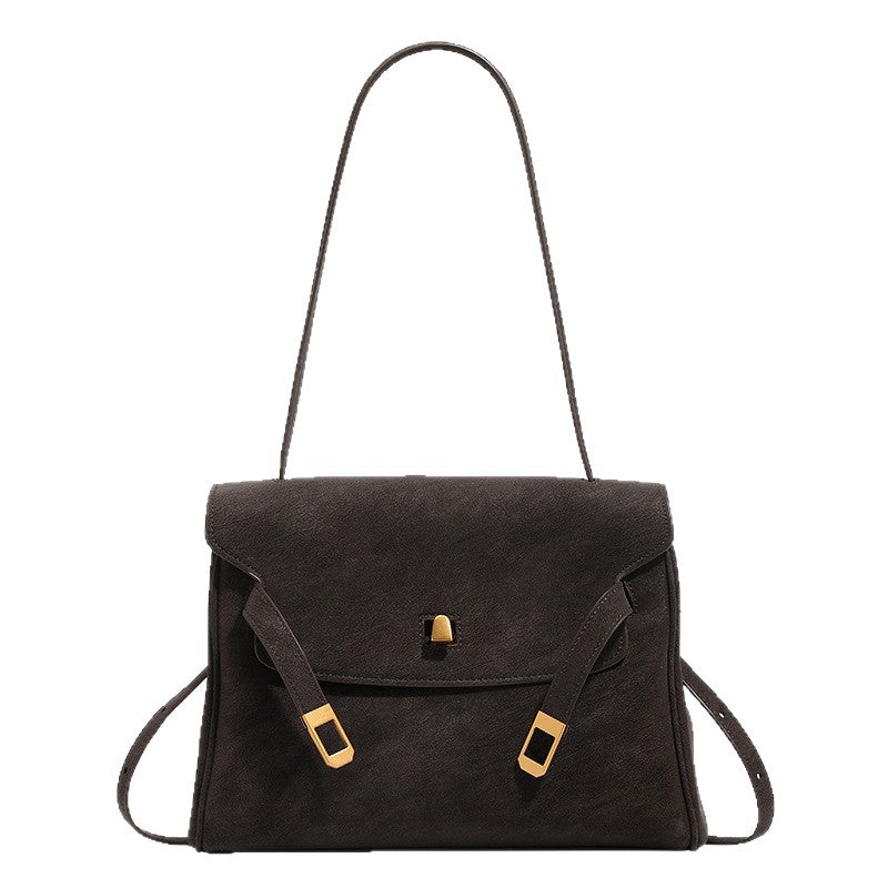 Retro Leather Shoulder Bag - Genuine Leather Minimalist Handbag for Women
