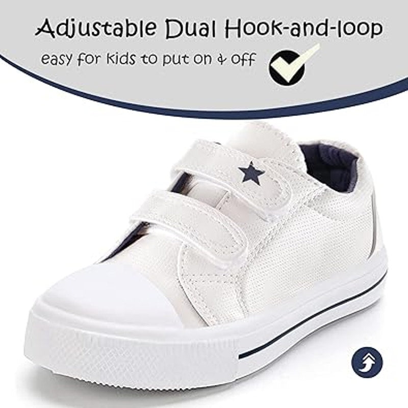 K KomForme Little Kid Size 12 White Basic Double Hook Loop Strap Sneaker Shoes