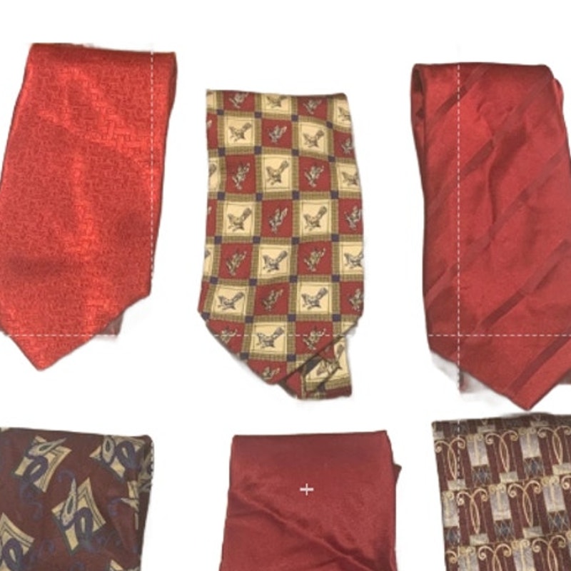 Lot of 6 Gold Red Silver Solid Geometric Vintage and Newer Mens Neck Ties
