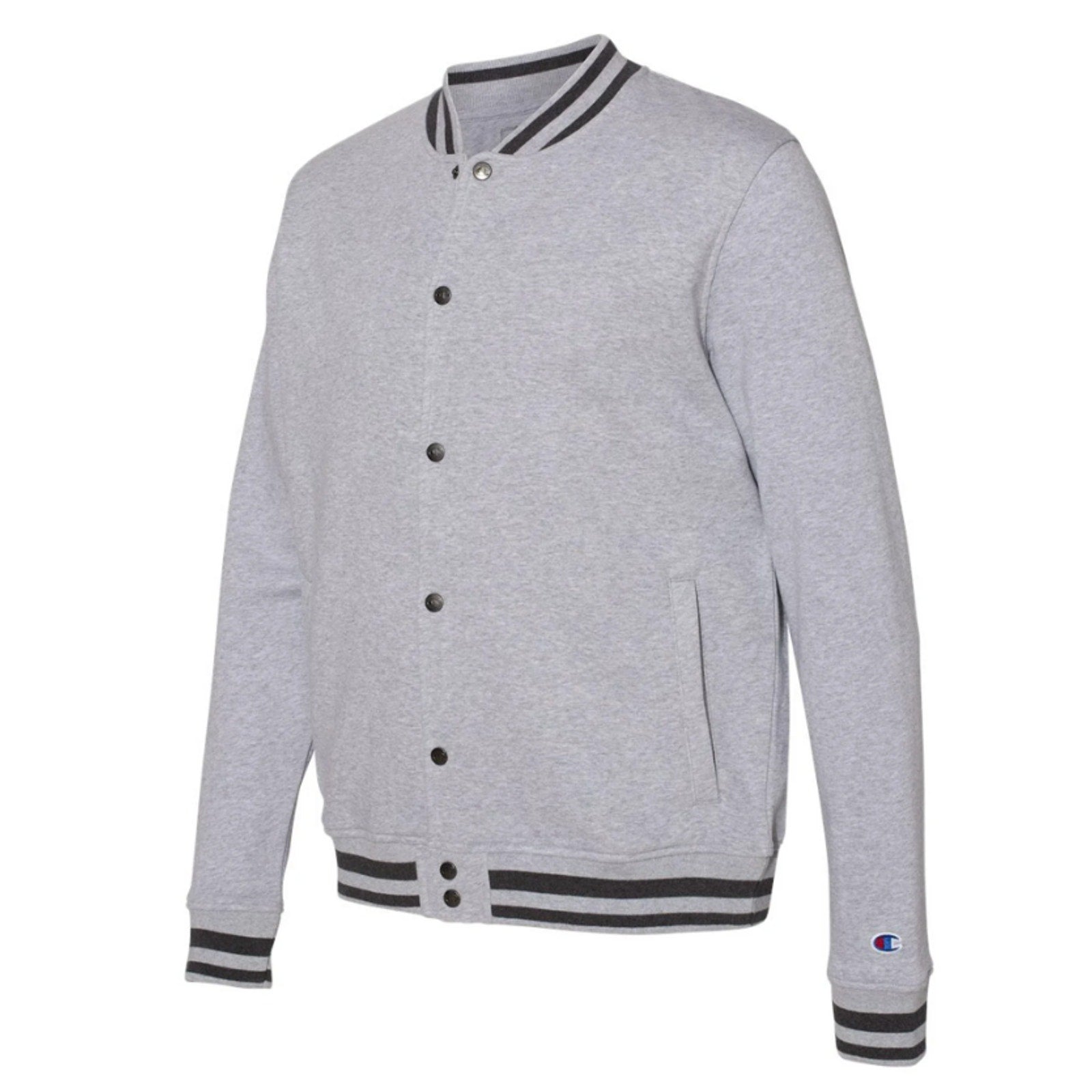 New Champion Mens 3XL Gray Snap Up PolyCotton Athletic Wear Bomber Jacket