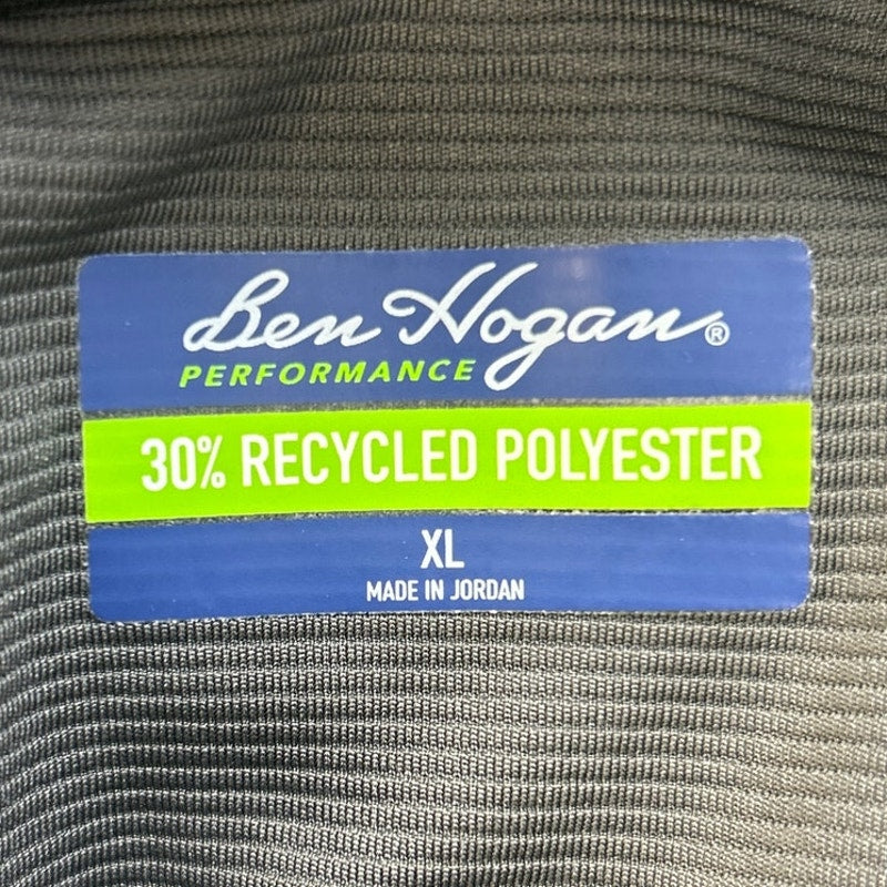 Ben Hogan Mens XL Gray 100% Polyester Short Sleeve Collared Polo Shirt