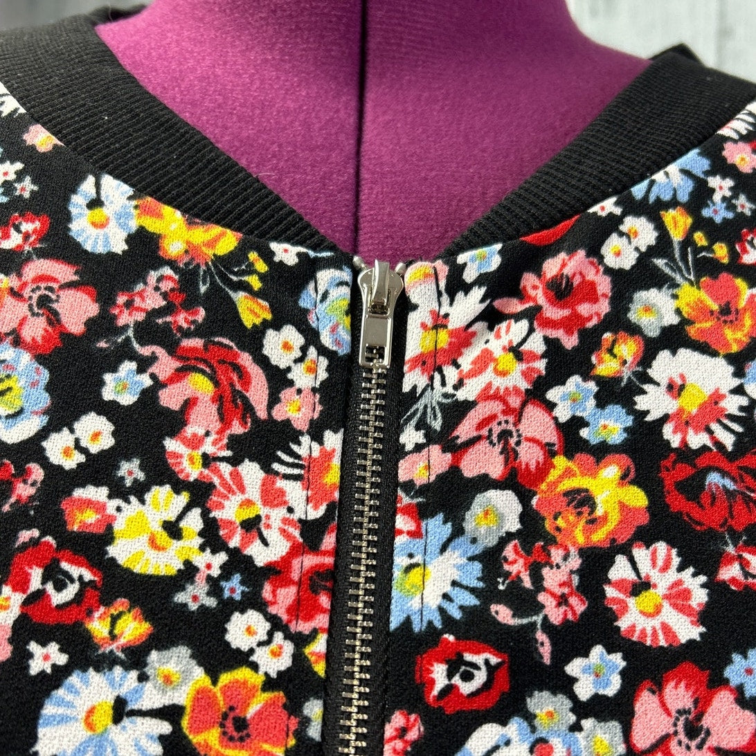 Shein Womens Plus Size 3X Long Sleeve Floral Full Zip Up Lightweight Jacket