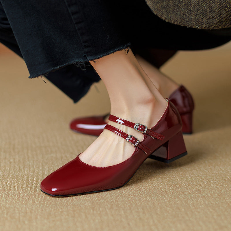 Women's Square Toe Chunky Heel Pumps - Elegant Low Heel Office Shoes