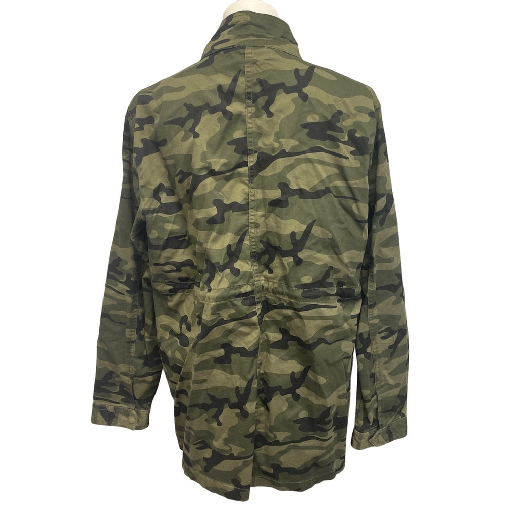 Serra Womens Large Camouflage Camo Long Sleeve Stretch Cotton Snap Up Jacket