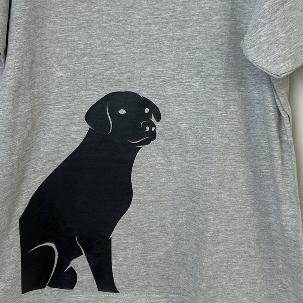 New Hand Printed Mens Medium Gray Heathered Black Lab Dog Short Sleeve Tee Shirt