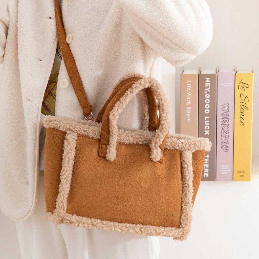 Plush Crossbody Tote Bag