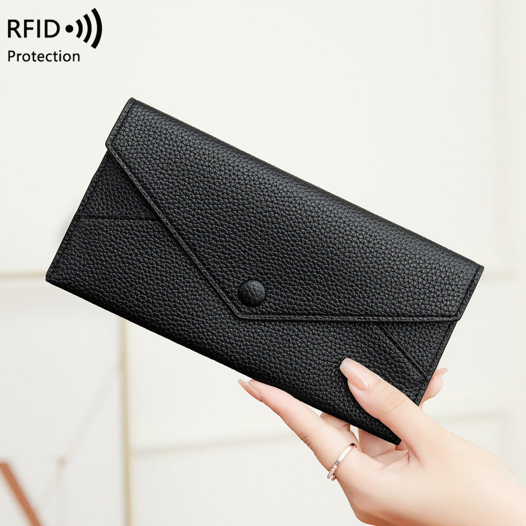 RFID Anti-Theft Women's Wallet - Waterproof Lightweight PU Leather Wallet