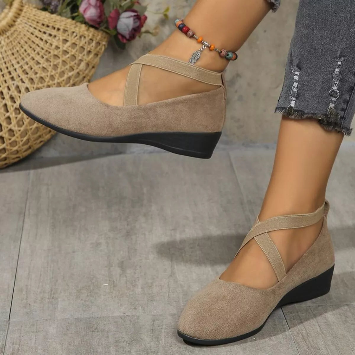 Round Toe Wedge Loafers