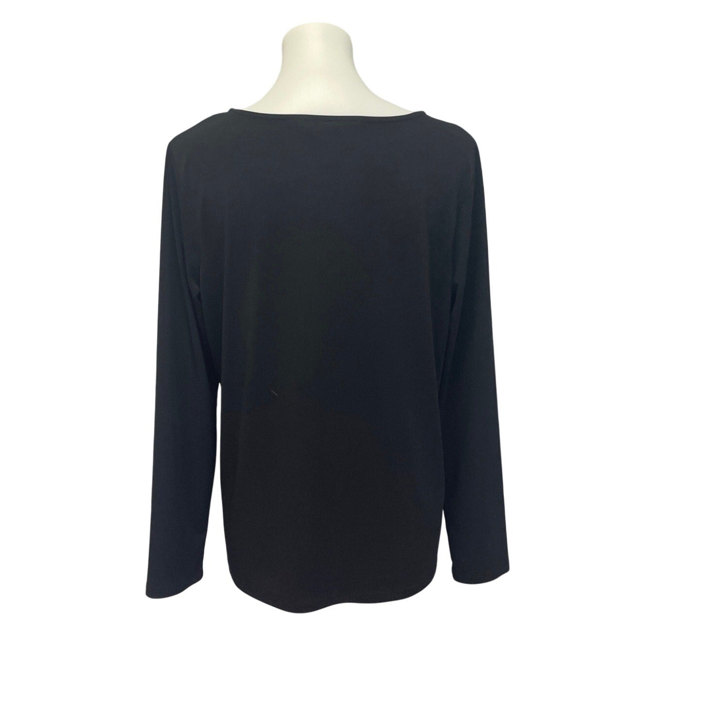 Tahari Womens Large Long Sleeve Flowy Polyester Blend V-Neck Basic Top Blouse