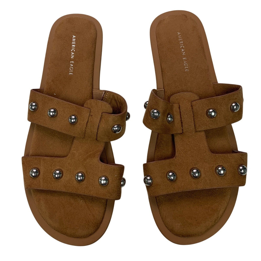 New American Eagle Womens US Size 6 Faux Suede Studded Flat Sandals