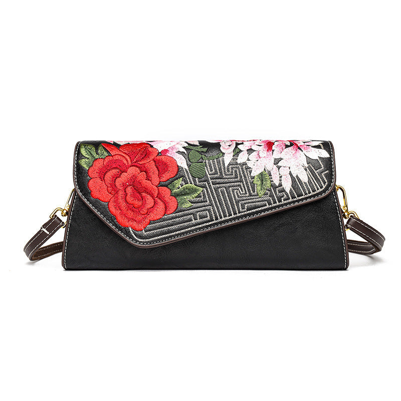 Chinese Floral Embroidered Shoulder Bag | Elegant Women's Handbag
