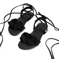 Gorglitter Womens Size 9.5 Black Lace Up Gladiator Sandals Open Round Toe Shoes