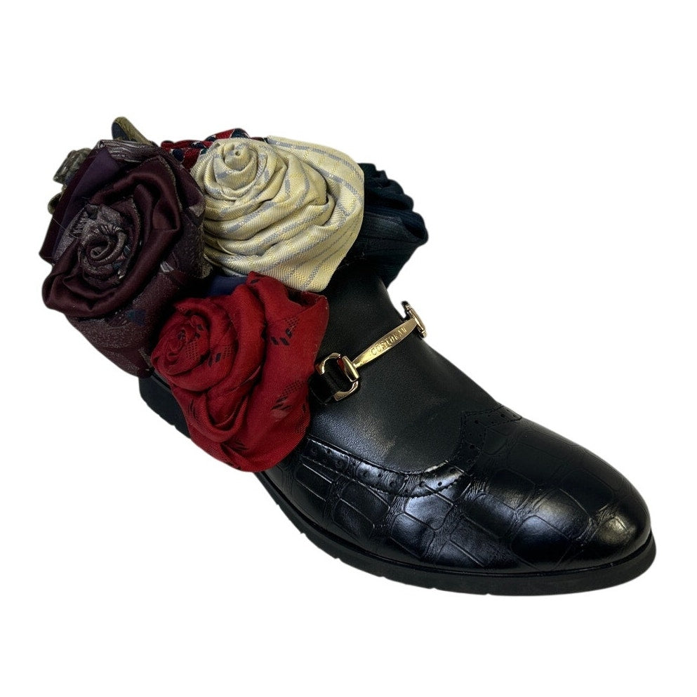 Handmade Upcycled Valentine Tie Rose Mens Loafer Flower Table Decor Wall Hanging