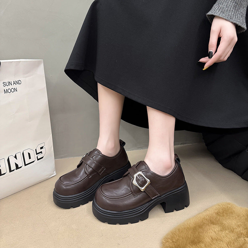 British-Style Platform Leather Shoes