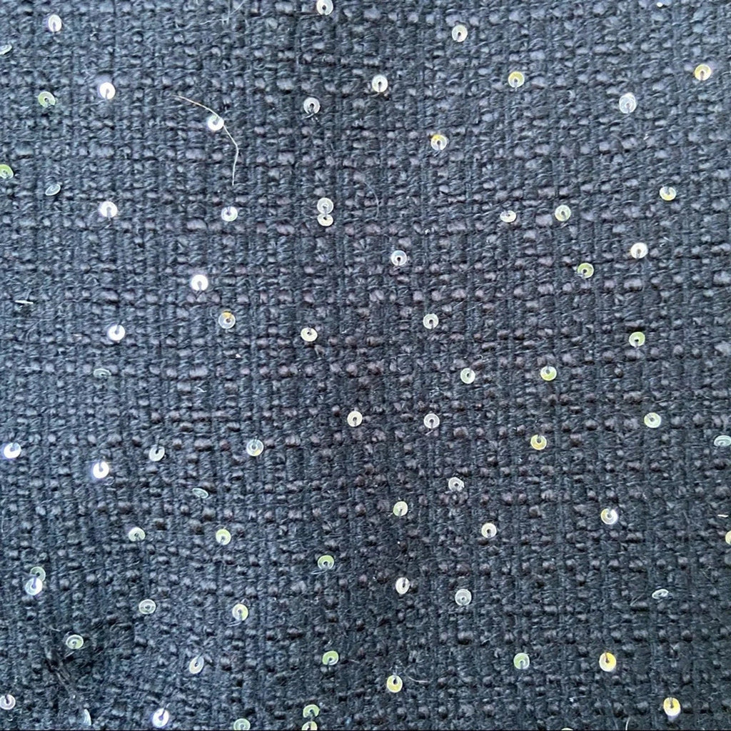 Ann Taylor Womens Size 8 Black Wool Blend Silver Sequin Back Zip Pencil Skirt