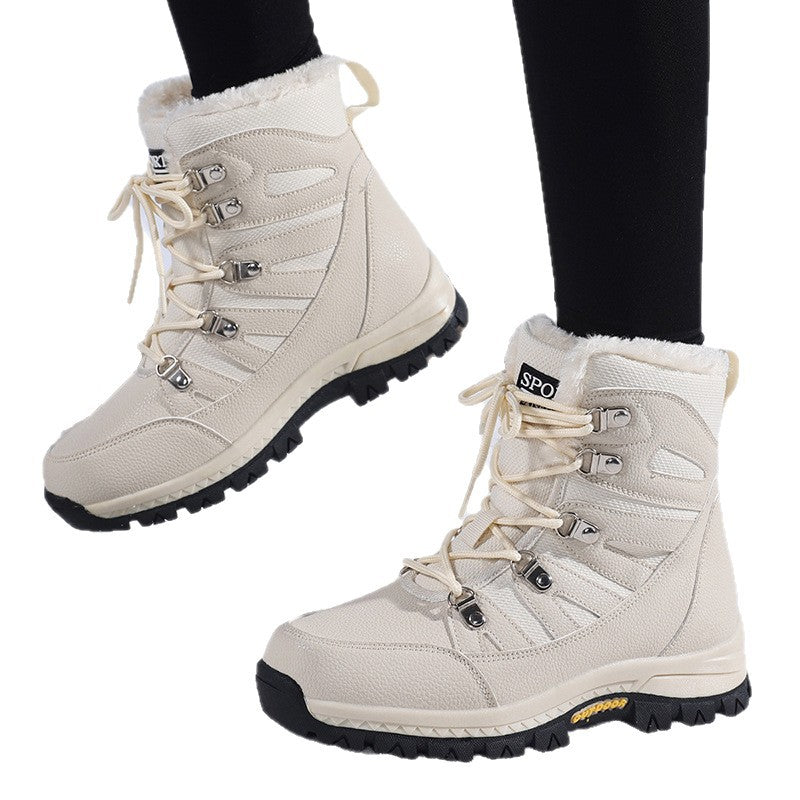 Women's Fleece-Lined Snow Boots - Waterproof Winter Boots with Rubber Sole