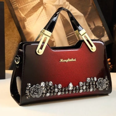 Studded Leather Tote Bag for Women – Diamond Encrusted Pillow Shape Shoulder Bag