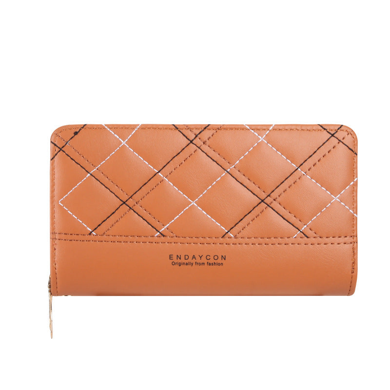 Women's Large Capacity Double Zipper Long Wallet – Quilted PVC Bifold Purse