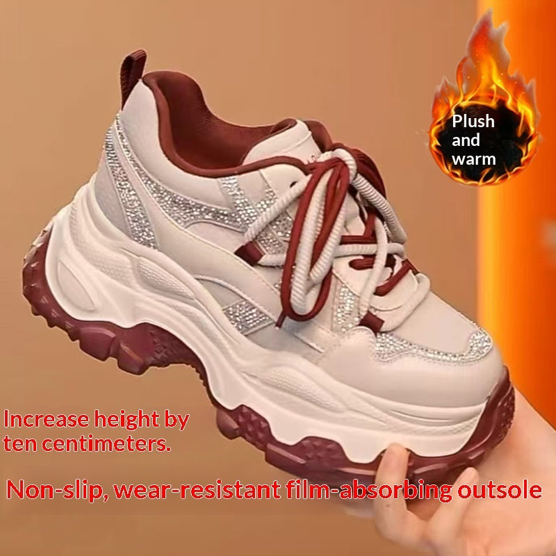 Women's Hidden Wedge Sneakers Square Toe Platform Casual Shoes