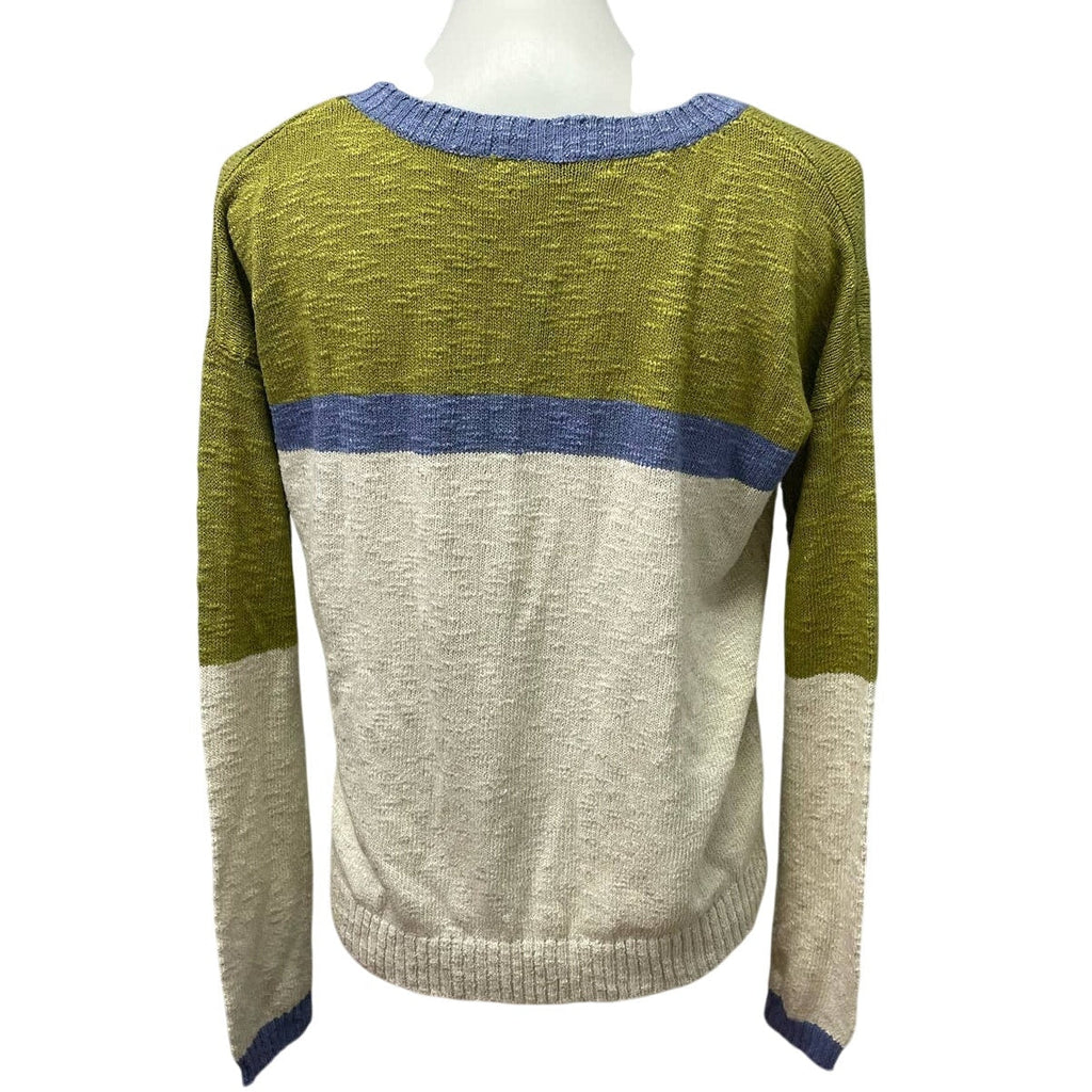 Kensie Womens Small Long Sleeve Striped Polyester Blend Pullover Sweater