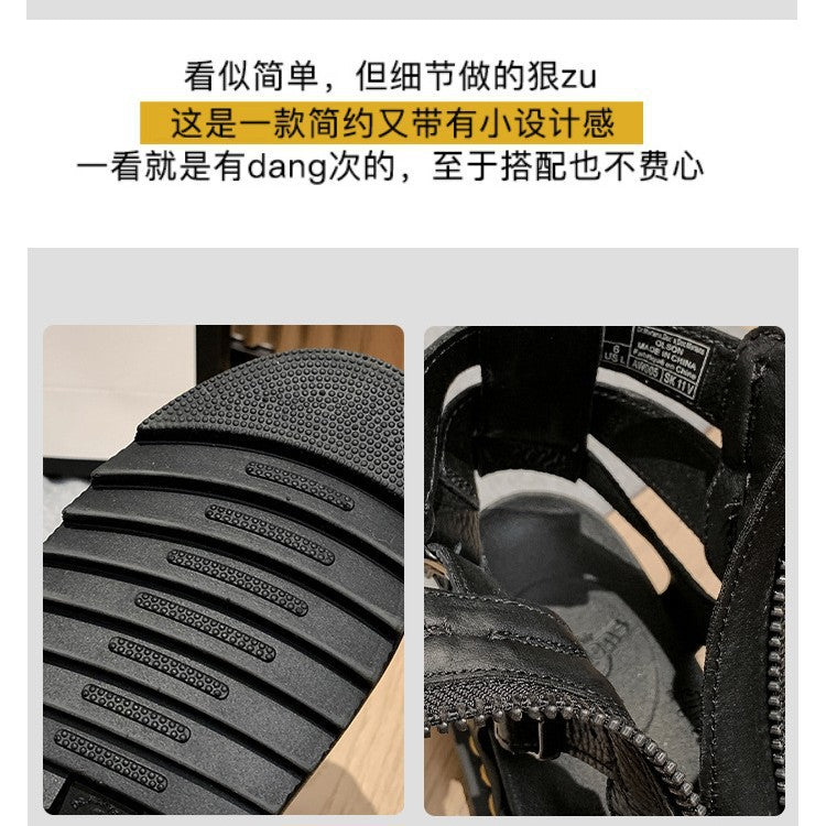 Women's Chunky Platform Elevator Sandals – Open Toe Buckle Sandals with Rubber Sole