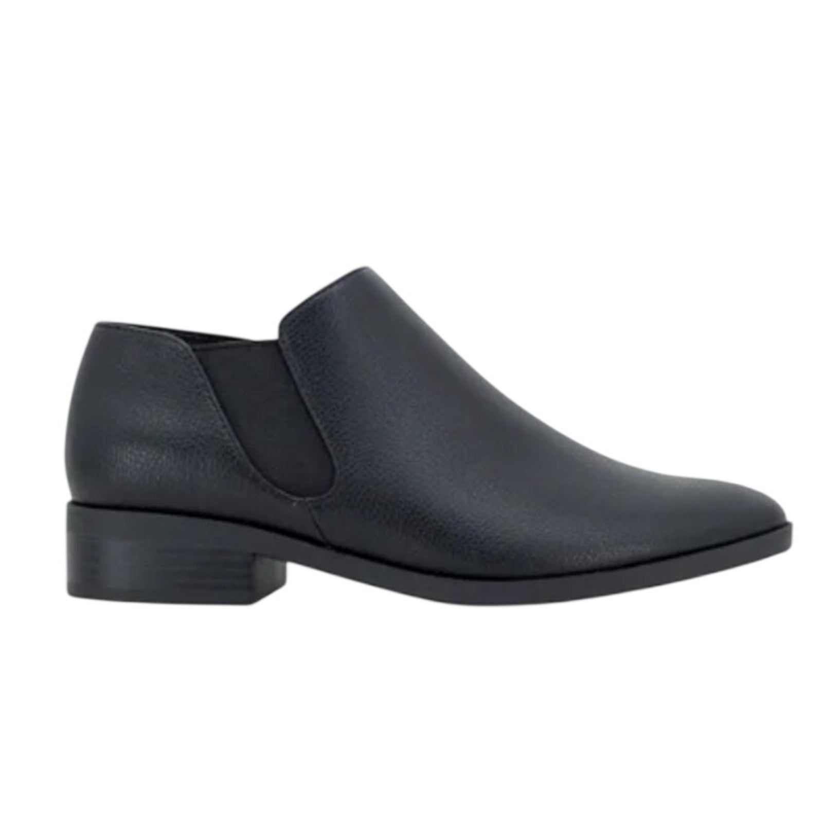 Kensie Womens Size 7.5 Black Faux Leather Sammy Ankle Slide On Booties Boots