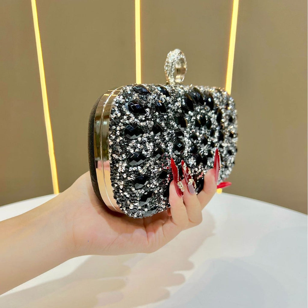 Women's Diamond Embellished Crossbody Clutch Bag | Chain Shoulder Bag